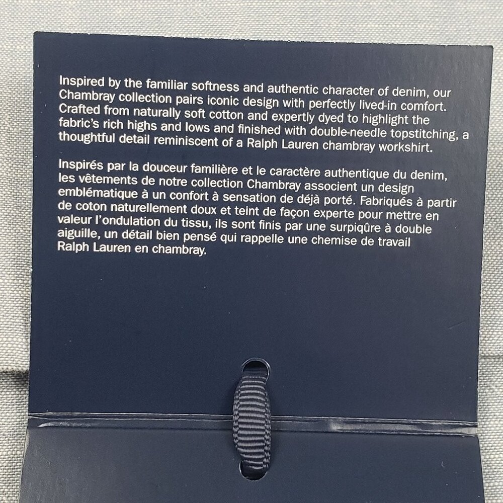 Ralph Lauren Workshirt Chambray King Flat Sheet Blue Luxury Bedding, 114"x108" - Picture 7 of 16